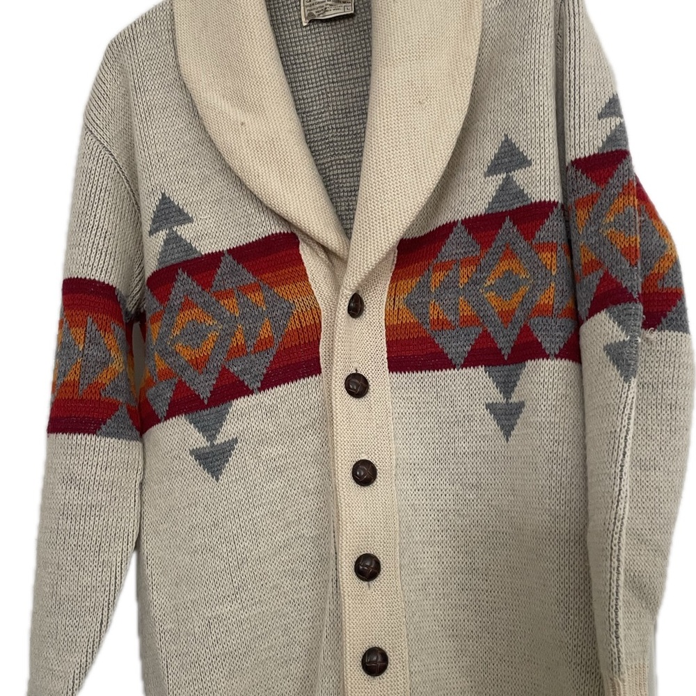 Vintage Pendleton 100% wool shawl collar, southwest design, cardigan